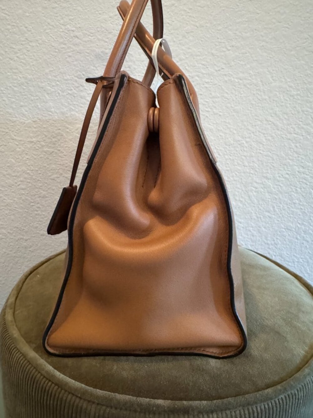 Prada Saffiano Leather Brown Tan Satchel Tote Crossbody Bag - Picture 5 of 14